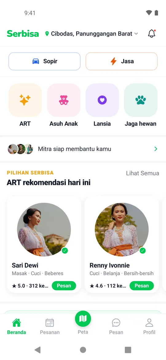 Beranda Serbisa — pilih layanan dan lihat mitra di dekatmu